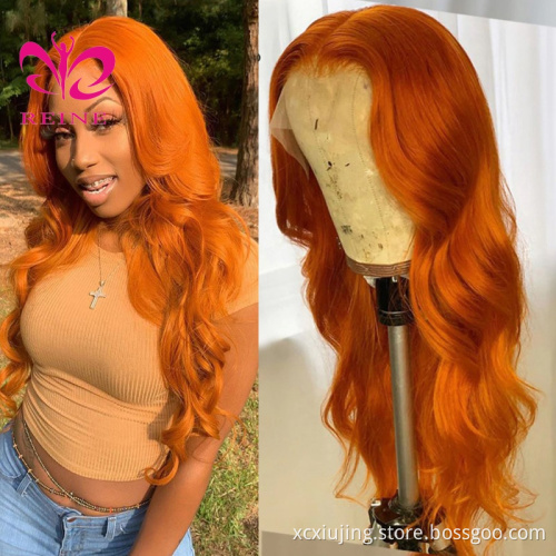 New design Body wave lace frontal wig REINE ombre color body wave hair lace front wig with baby hair double drawn human hair wig